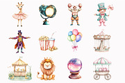 Watercolor Traveling Circus Clipart, an Illustration by Design Market (Thumbnail 3 of 4)