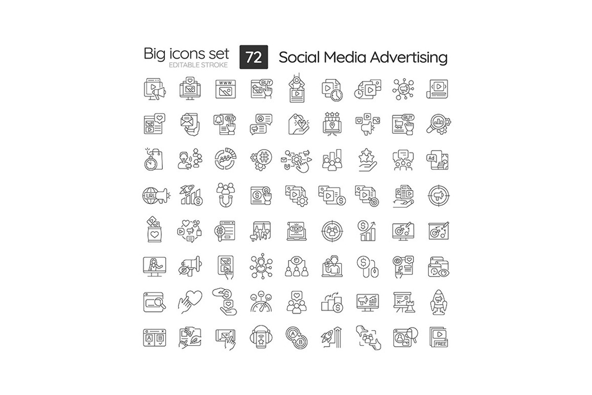 Social media advertising linear icon, an Icon by IMG Visuals