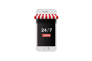 online shop on smart phone, an Object Illustration by piter.goskov