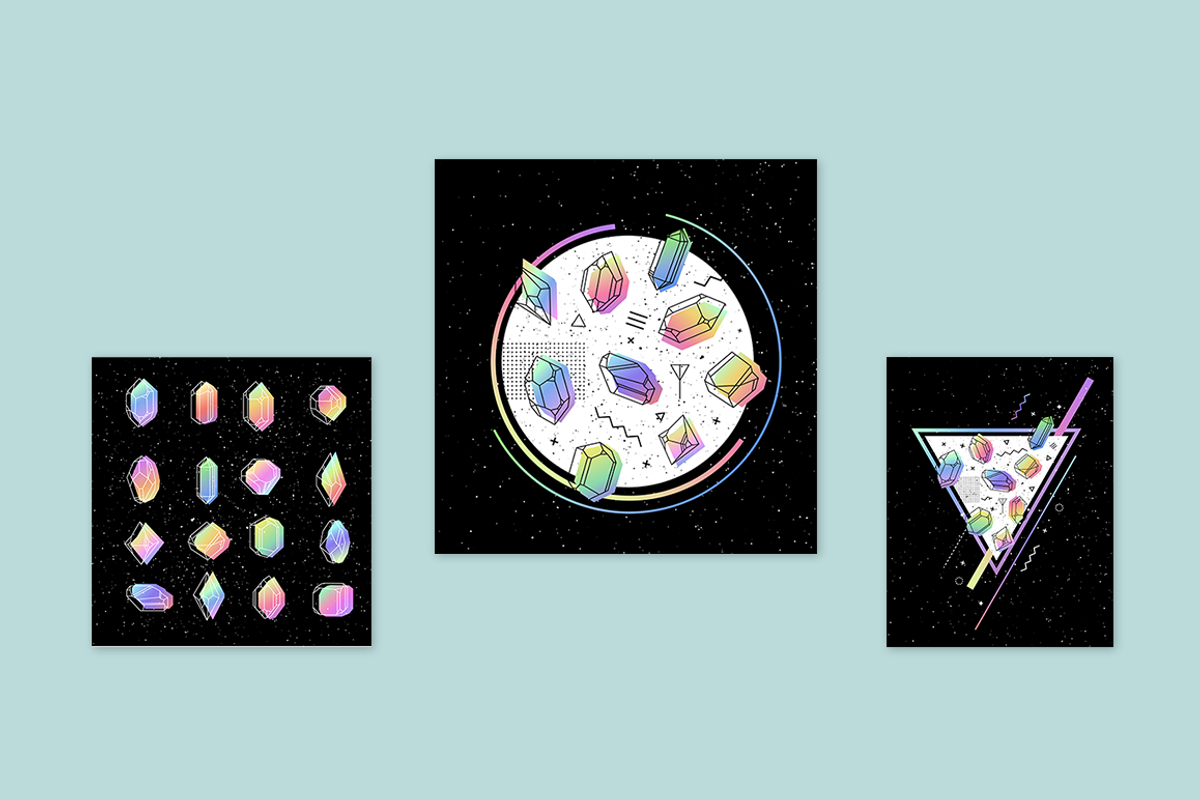 Retro Set Space Crystals, a Decorative Illustration by Fay_Francevna (Photo 3 of 3)