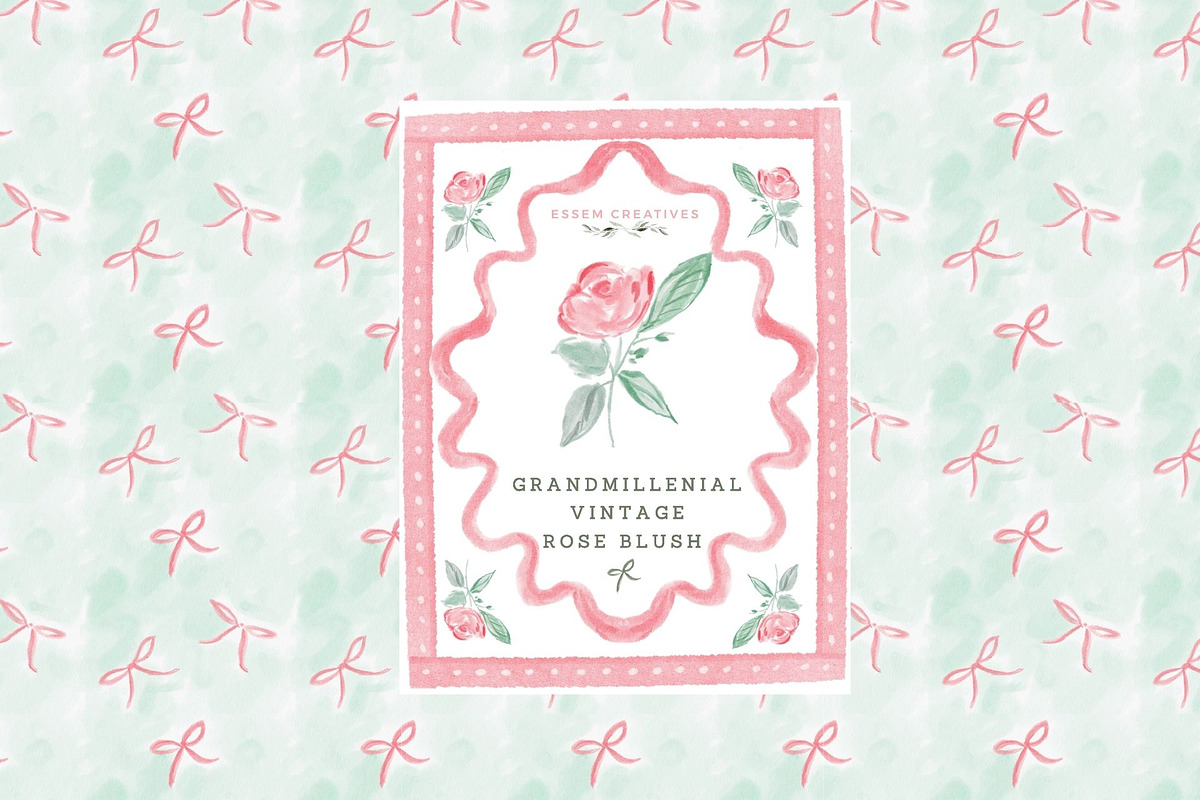 Vintage Grandmillenial Rose Blush, a Seasonal Illustration by Essem Creatives (Photo 1 of 9)