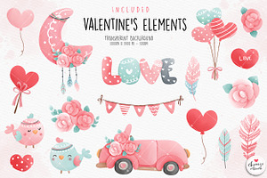 Boho Valentines Gnome Clipart