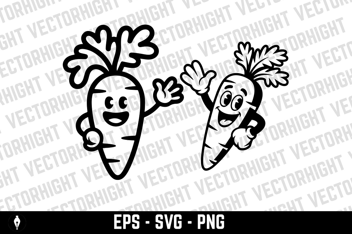 Mascot of a cheerful carrot, a Food Illustration by Vectorhight (Photo 3 of 3)