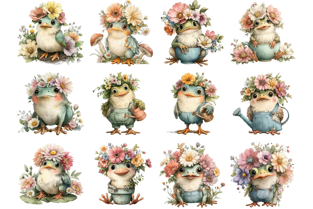 Whimsical Spring Frog Clipart, an Illustration by DreamArtGraphic (Photo 5 of 5)