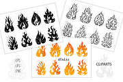 Fire Flames Cliparts & Digital Paper, an Illustration by AllNikArt (Thumbnail 2 of 4)