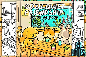 Cozy Quiet Friendship Coloring Book, an Animal Illustration by Design Station