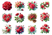 Red Roses Clipart, Rose Flowers PNG, an Illustration by Dream Creation (Thumbnail 3 of 6)