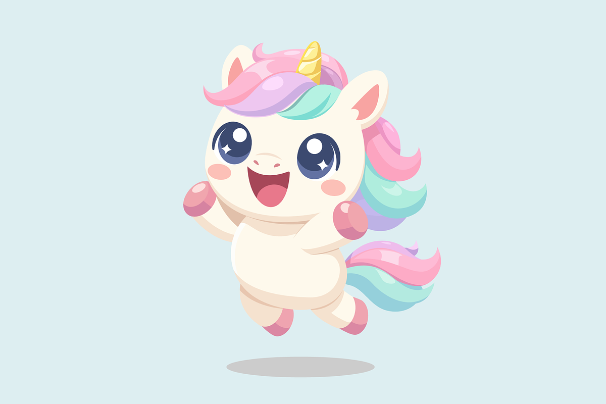 Kawaii Baby Unicorn Jumping, an Animal Illustration by Artpon Illustration (Photo 1 of 3)
