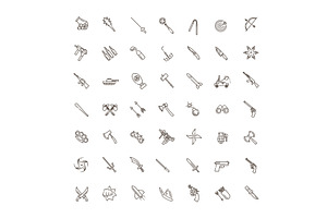 Weapons vector icons set, an Object Illustration by Tettygreen