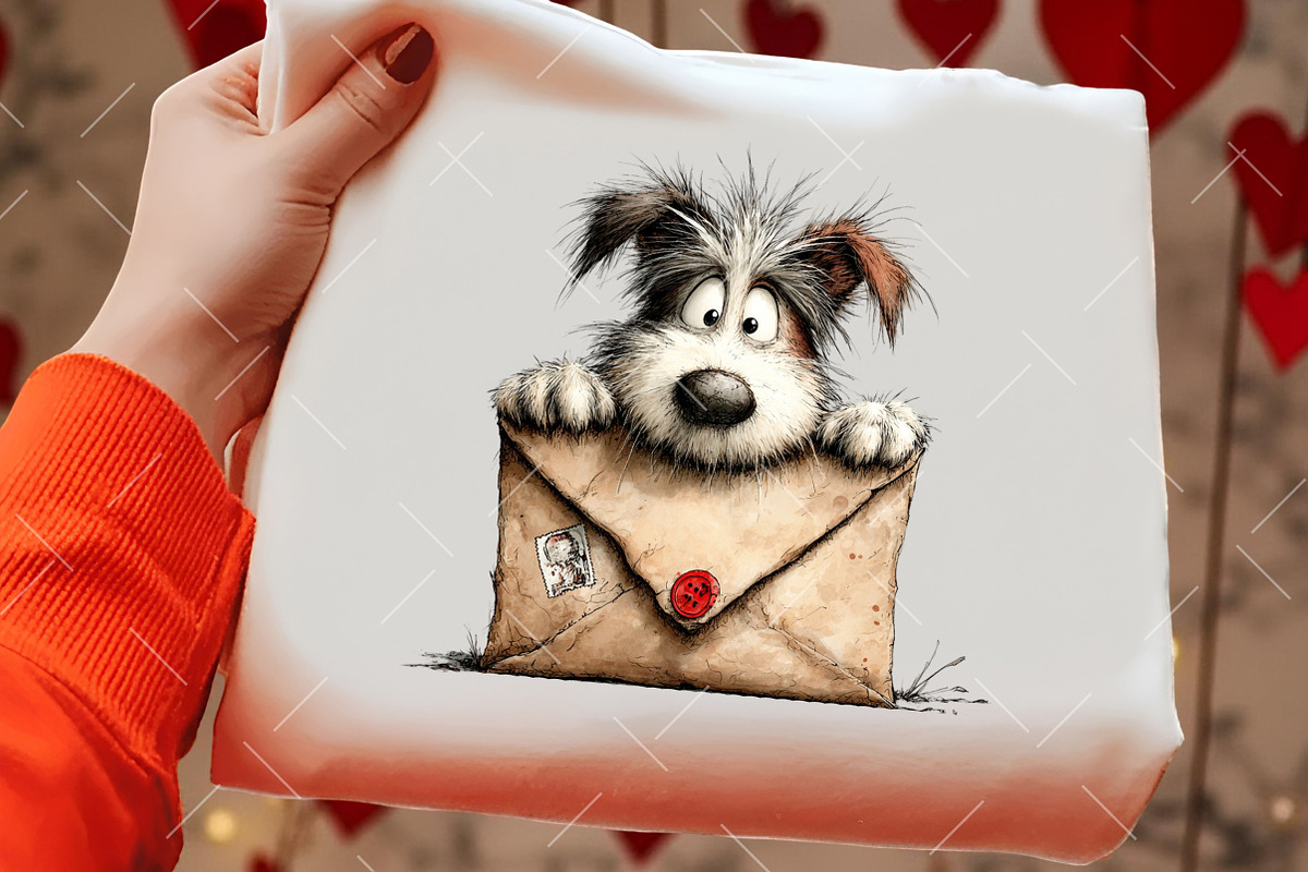 Funny Valentine Peeking Dog Clipart, an Illustration by OK Design (Photo 5 of 6)