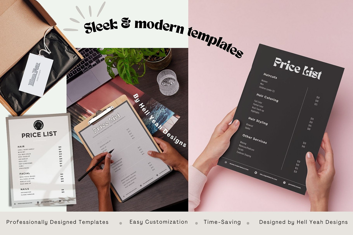 Monochrome Muse Price List Templates, a Stationery Template by Hell Yeah Designs (Photo 5 of 8)