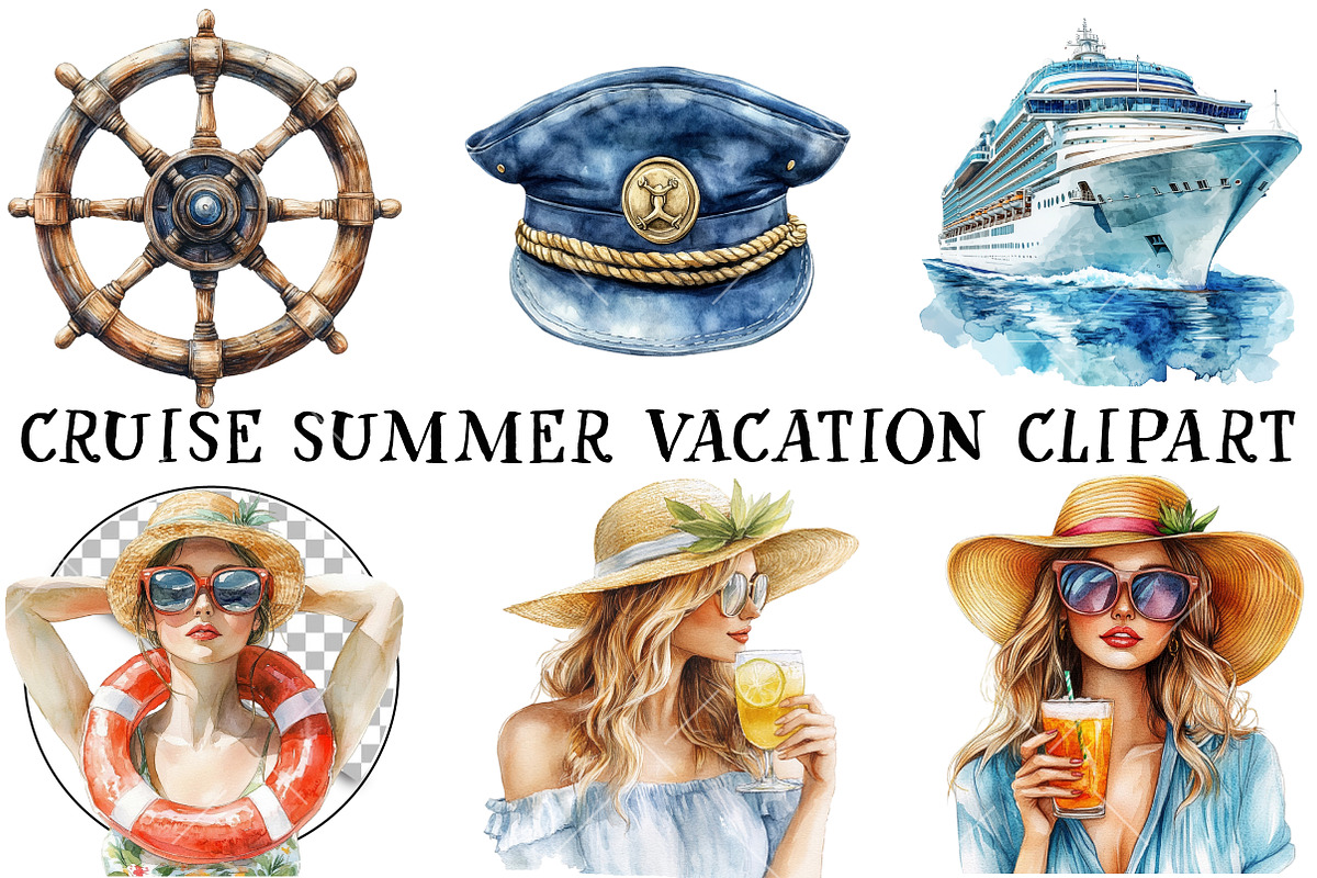 Cruise Summer Vacation Clipart, an Illustration by OK Design (Photo 2 of 6)