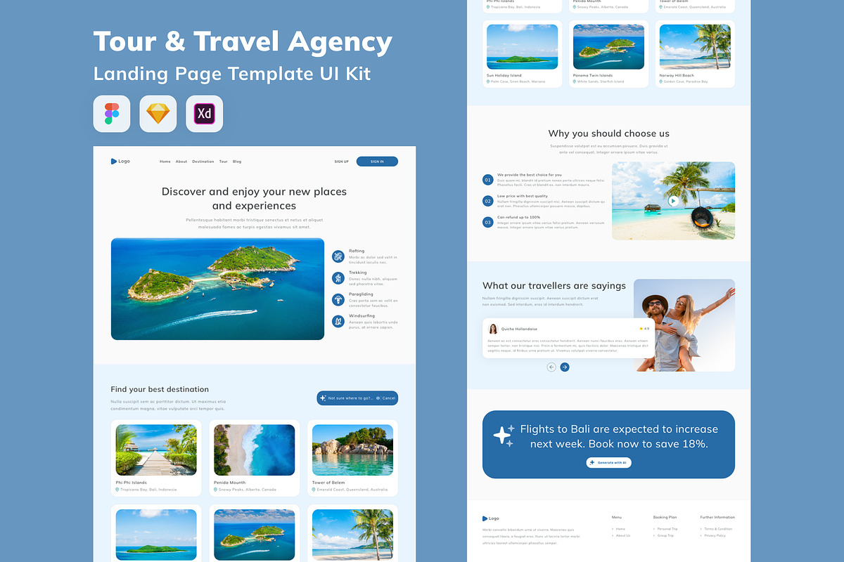 Tour & Travel Agency Landing Page, an UI Kit Template by Betush (Photo 2 of 2)