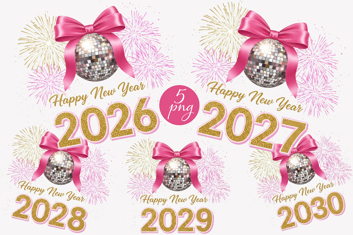 Glitter Happy New Year PNG Bundle, an Illustration by Designworld (Photo 1 of 6)