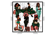 Black Woman Travel Clipart, an Illustration by CraftCrateShop (Thumbnail 4 of 7)