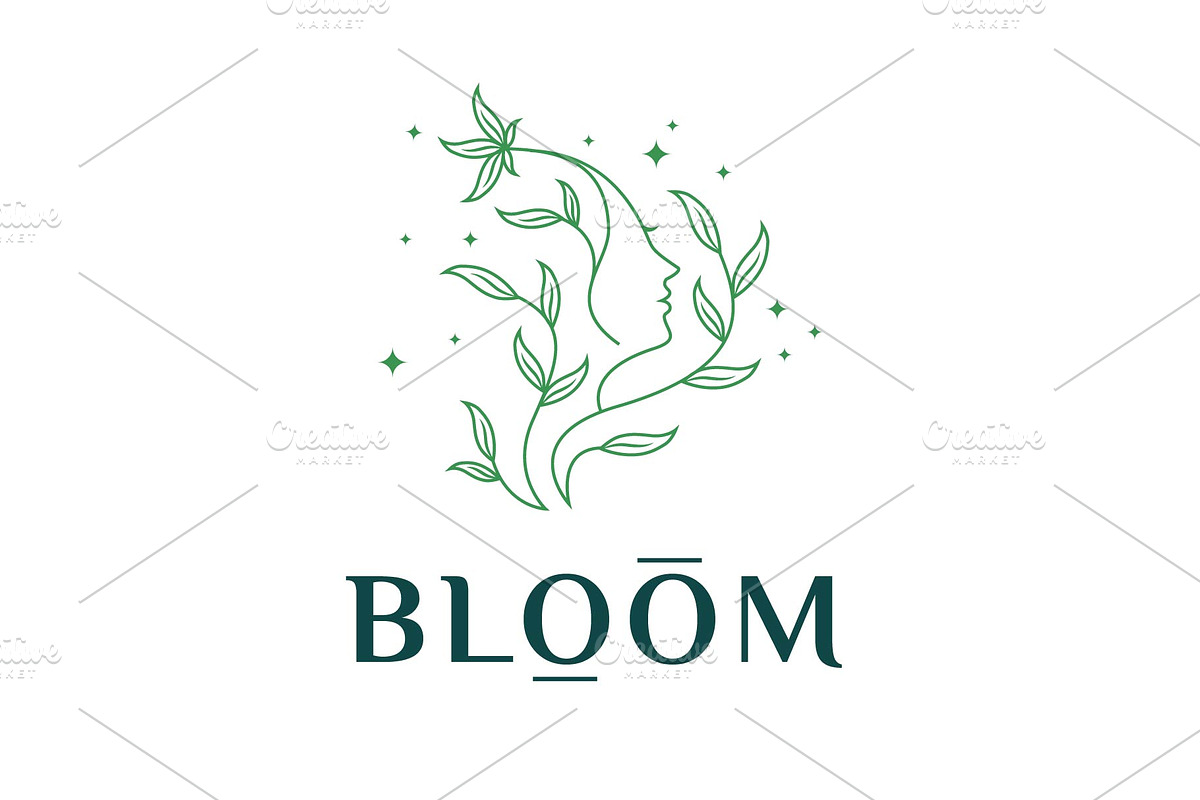 Feminine Woman Leaf Beauty Logo, a Branding & Logo Template by BlackSweet_Studio