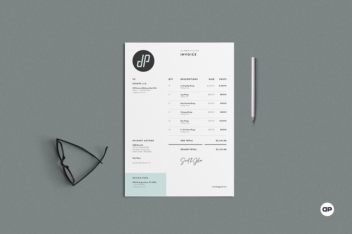 Minimalist Invoice, a Stationery Template by AyshaCanvas (Photo 1 of 3)