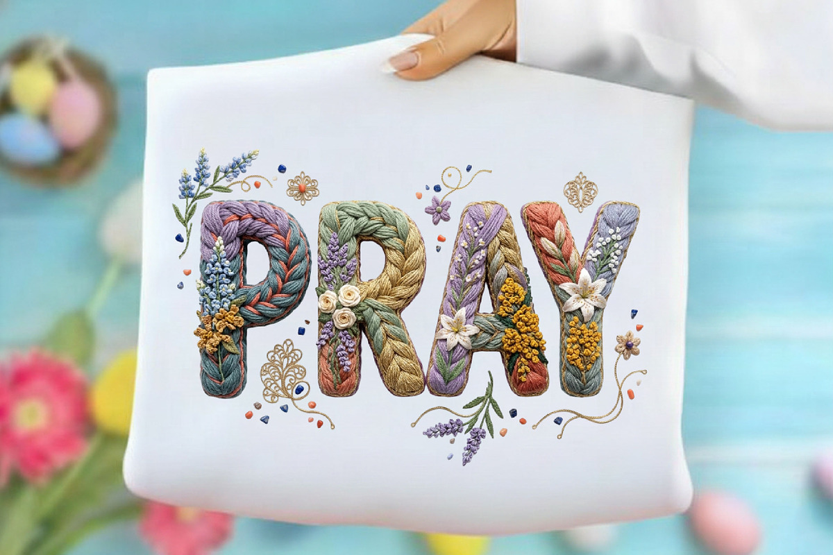 Faux Yarn Pray Png Floral Christian, an Illustration by Designking (Photo 1 of 6)
