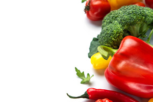 Fresh organic vegetables creating healthy eating concept on whit, a Food & Drink Photo by Olena Rudo