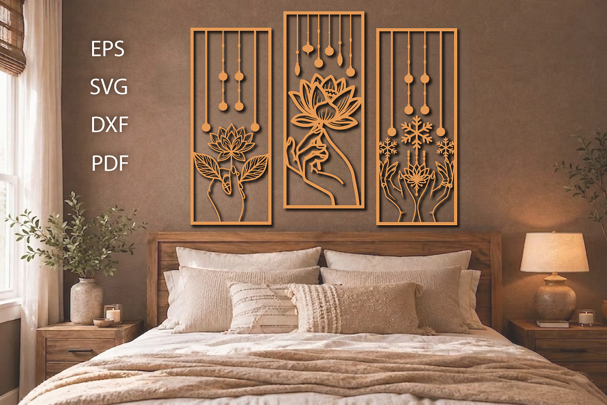 Decorative Lotus Hand Laser Cut Set, an Object Graphic by Creative Art (Photo 2 of 3)