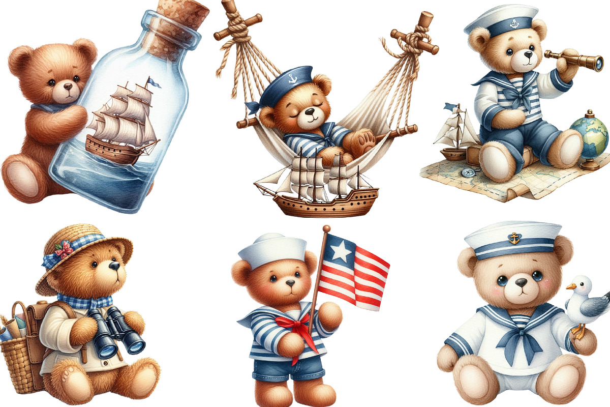Cute Sailor Teddy Bear Clipart, an Illustration by Designking (Photo 3 of 4)