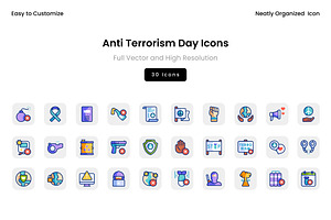 Anti Terrorism Day Icons, a Solid Icon by Wencory