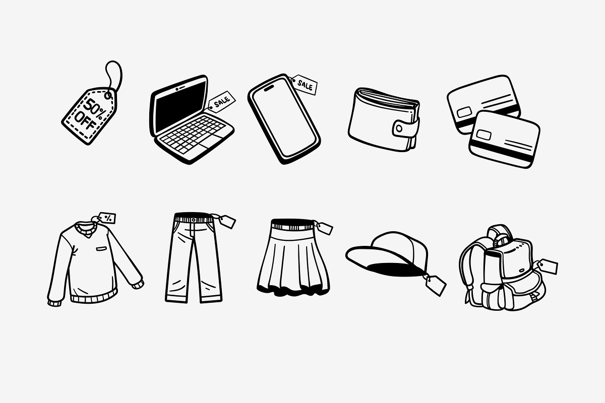 Year-End Sale Doodle Illustration, an Object Graphic by SLAB! Design (Photo 2 of 3)