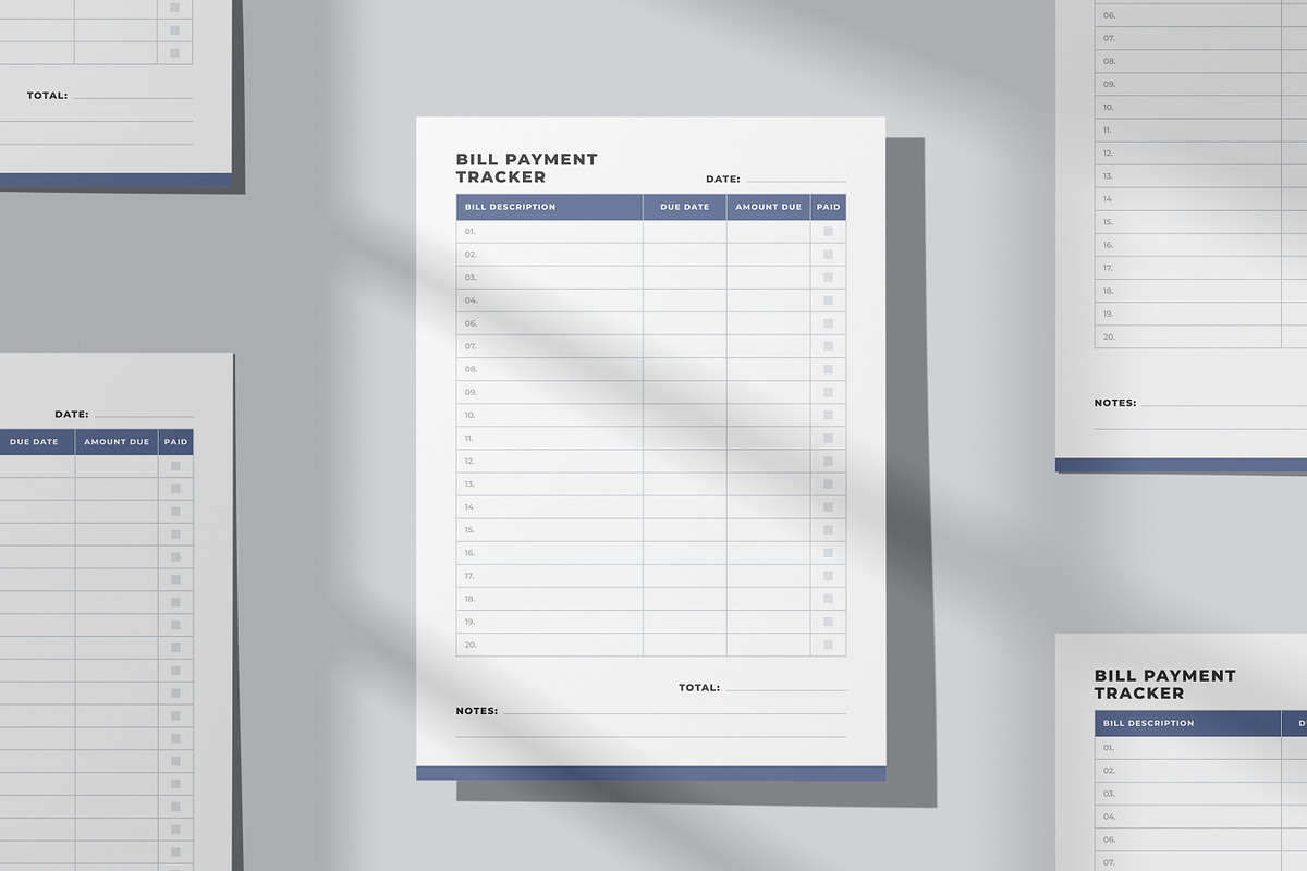 Monthly Bill Tracker, Checklist