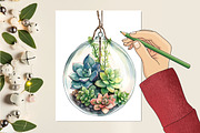 Succulent Watercolor Cliparts, an Illustration by RobertsArt (Thumbnail 6 of 7)