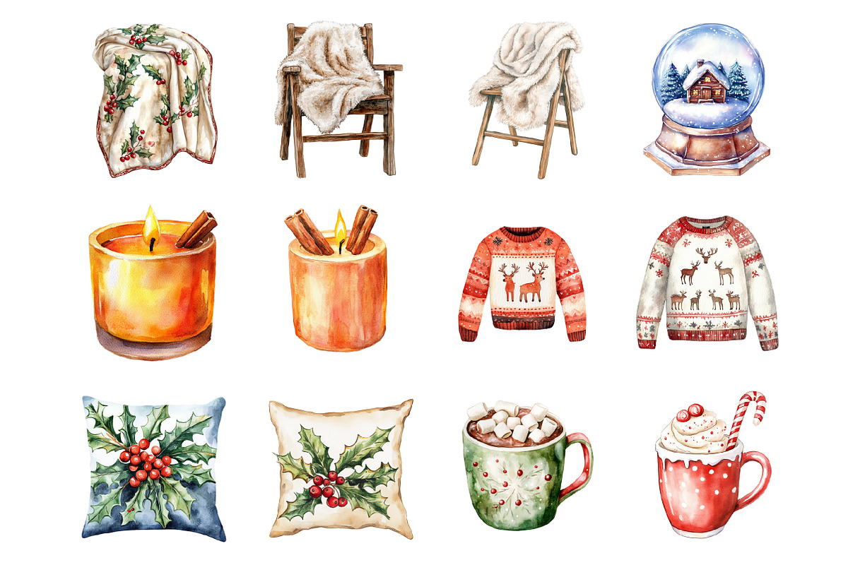 Cute Warm Christmas Clipart, an Illustration by Design Market (Photo 2 of 3)