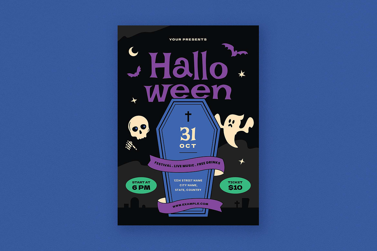 Modern Retro Halloween Party Flyer, a Flyer Template by VectorVactory (Photo 1 of 3)