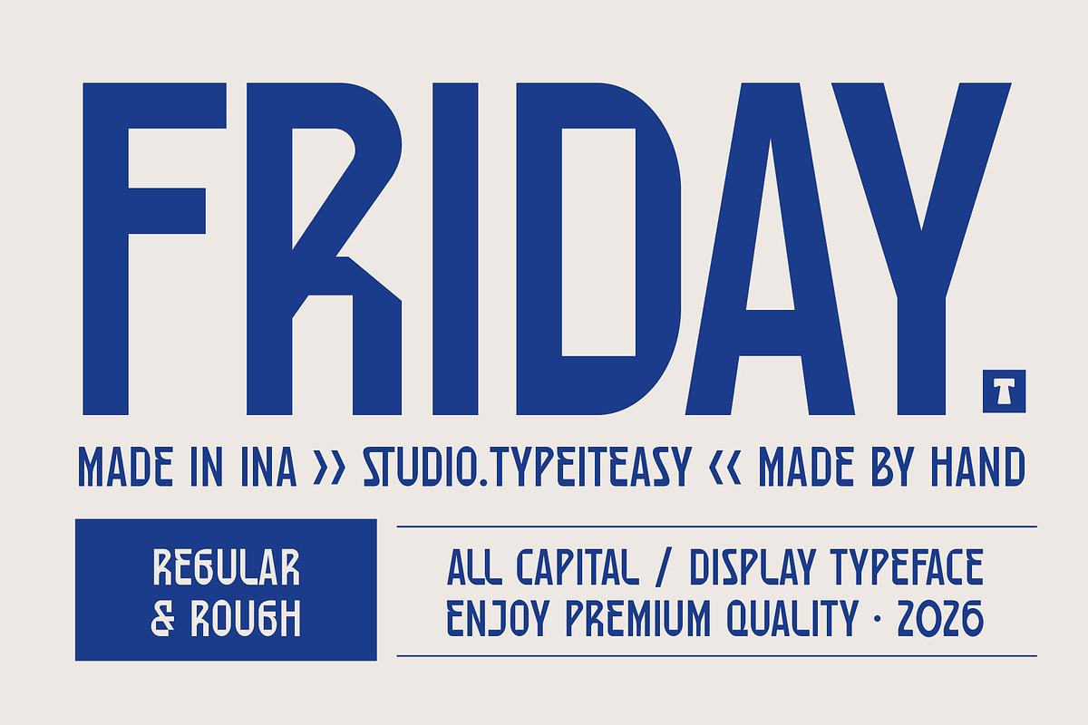 ST Friday — All Caps Display, a Sans Serif Font by Type it Easy (Photo 2 of 17)