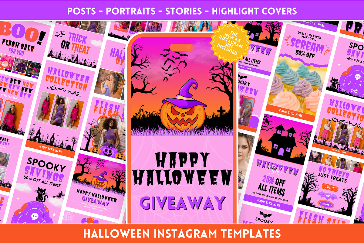 Halloween Instagram Templates, a Social Media Template by SunshineStudioBoutique (Photo 1 of 8)