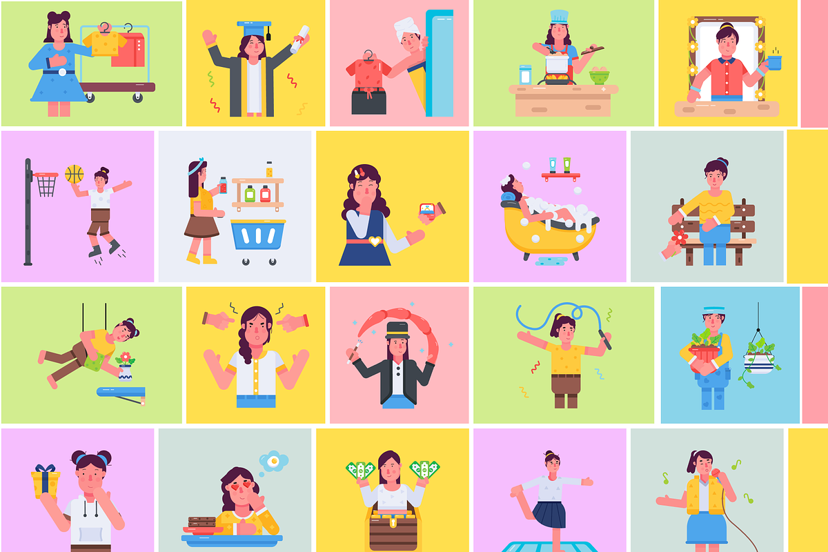 Animated Flat Girls Icons, a Duotone Icon by Prosymbols (Photo 5 of 10)