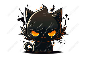 Angry Black Cat PNG V03