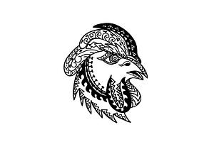 Rooster Head Tribal Tattoo Style