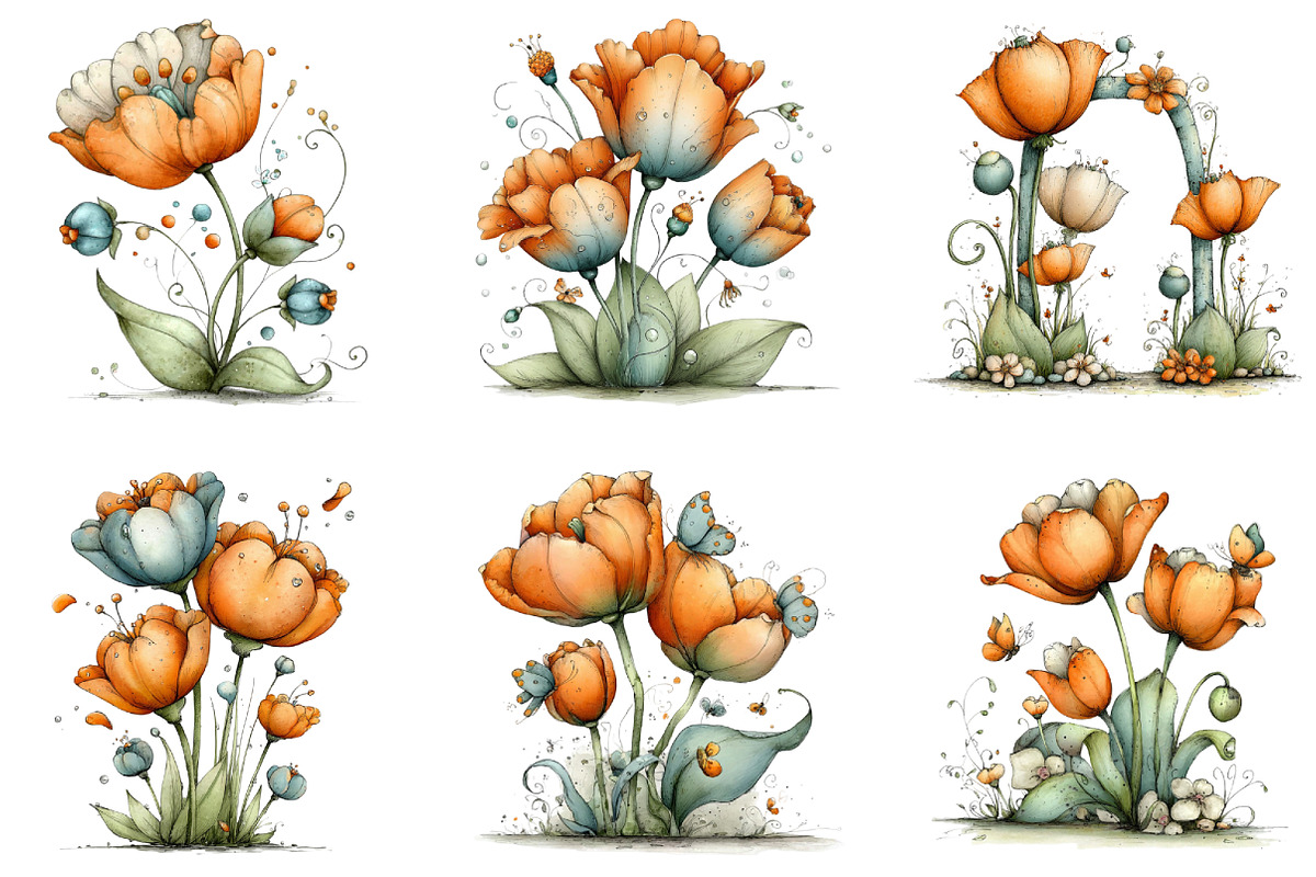Whimsical Spring Tulip Flower Clipar, an Illustration by CraftArtStudio (Photo 4 of 6)
