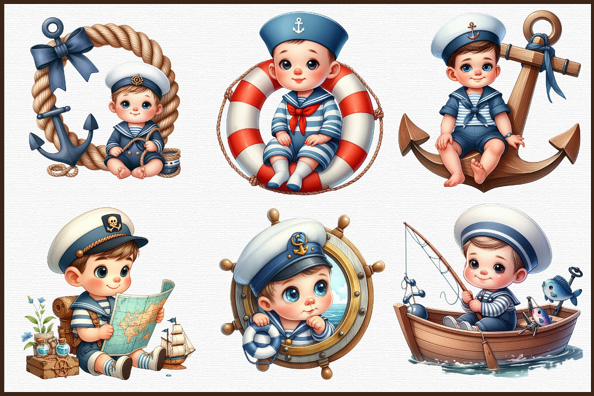 Sailor Clipart, Baby Nautical Clipar, an Illustration by Sublimation Artist (Photo 3 of 6)