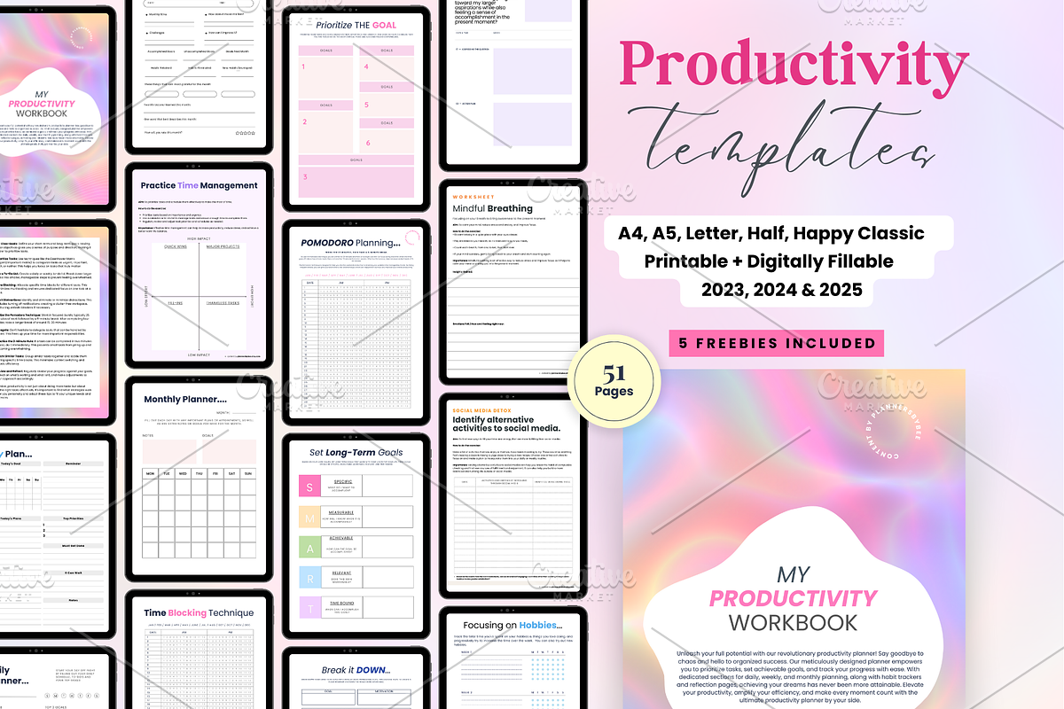 2024 Productivity Planner, a Print Template by PlannersByBee (Photo 1 of 3)