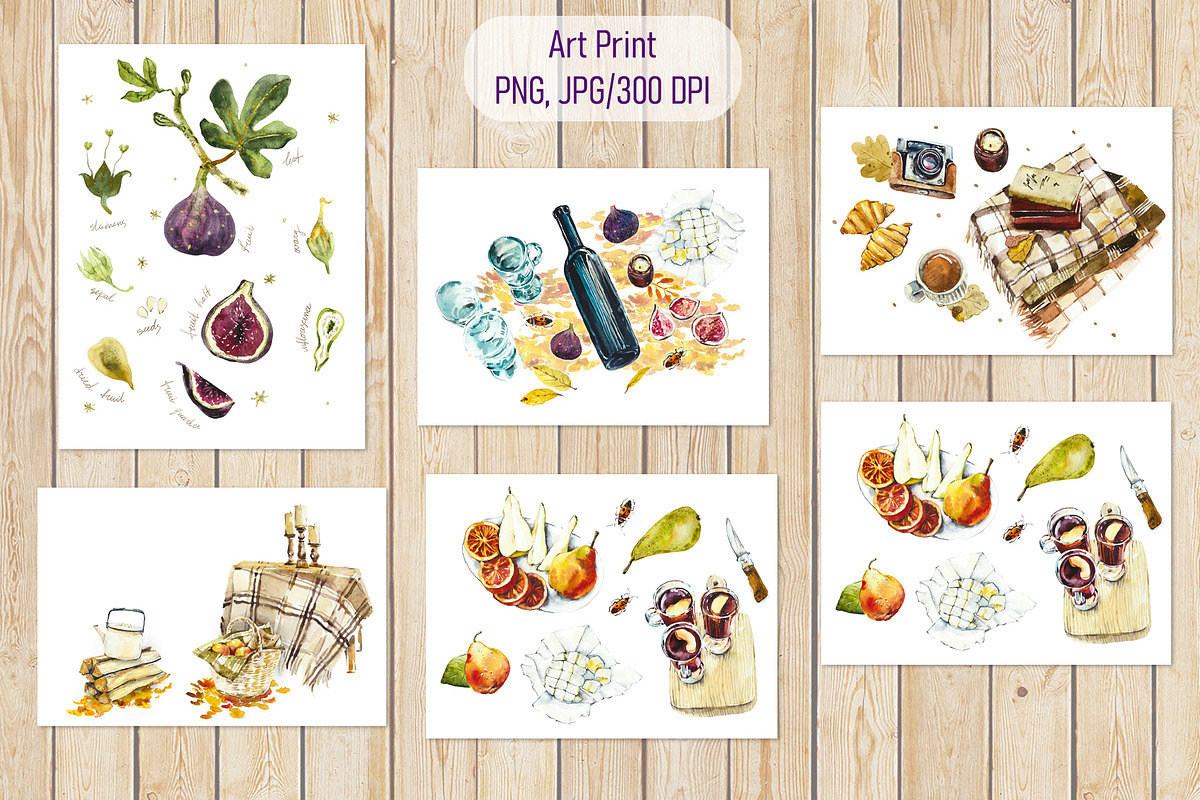 Watercolor Autumn Picnic, a Food Illustration by Budogoshch (Photo 8 of 10)