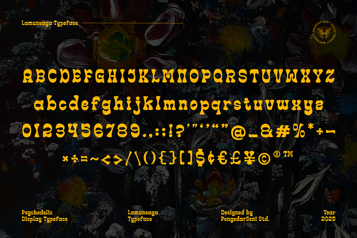 Lamunsaga – Psychedelic Typeface, a Sans Serif Font by Pengedar Seni (Photo 7 of 8)