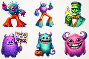 Cute Halloween Retro Monsters PNG, an Illustration by RobertsArt (Thumbnail 5 of 7)