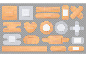 Medical plaster realistic set. First, an Object Illustration by Frogella