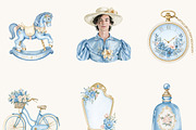 Watercolor Blue Elegant Clipart, an Object Illustration by BusyDaydesign (Thumbnail 5 of 9)