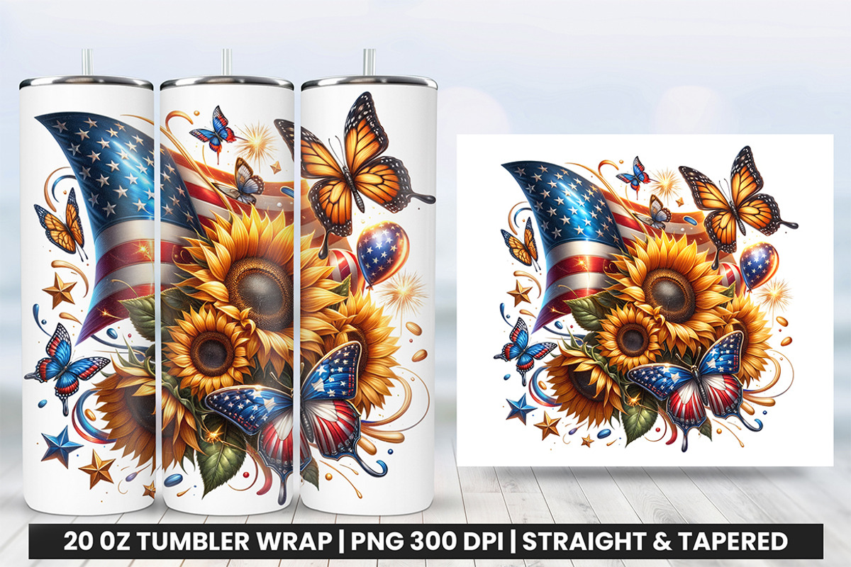 Sunflower & Butterfly Tumbler Wrap, an Object Graphic by Creative Arslan (Photo 1 of 3)
