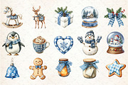 Christmas Blue Gingham Clipart, an Illustration by Rose Art (Thumbnail 3 of 4)
