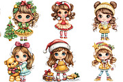 Whimsical Christmas Girl Clipart, an Illustration by DreamArtGraphic (Thumbnail 2 of 4)