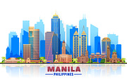Manila Philippines vector skyline, an Illustration by Sky and glass (Thumbnail 2 of 6)