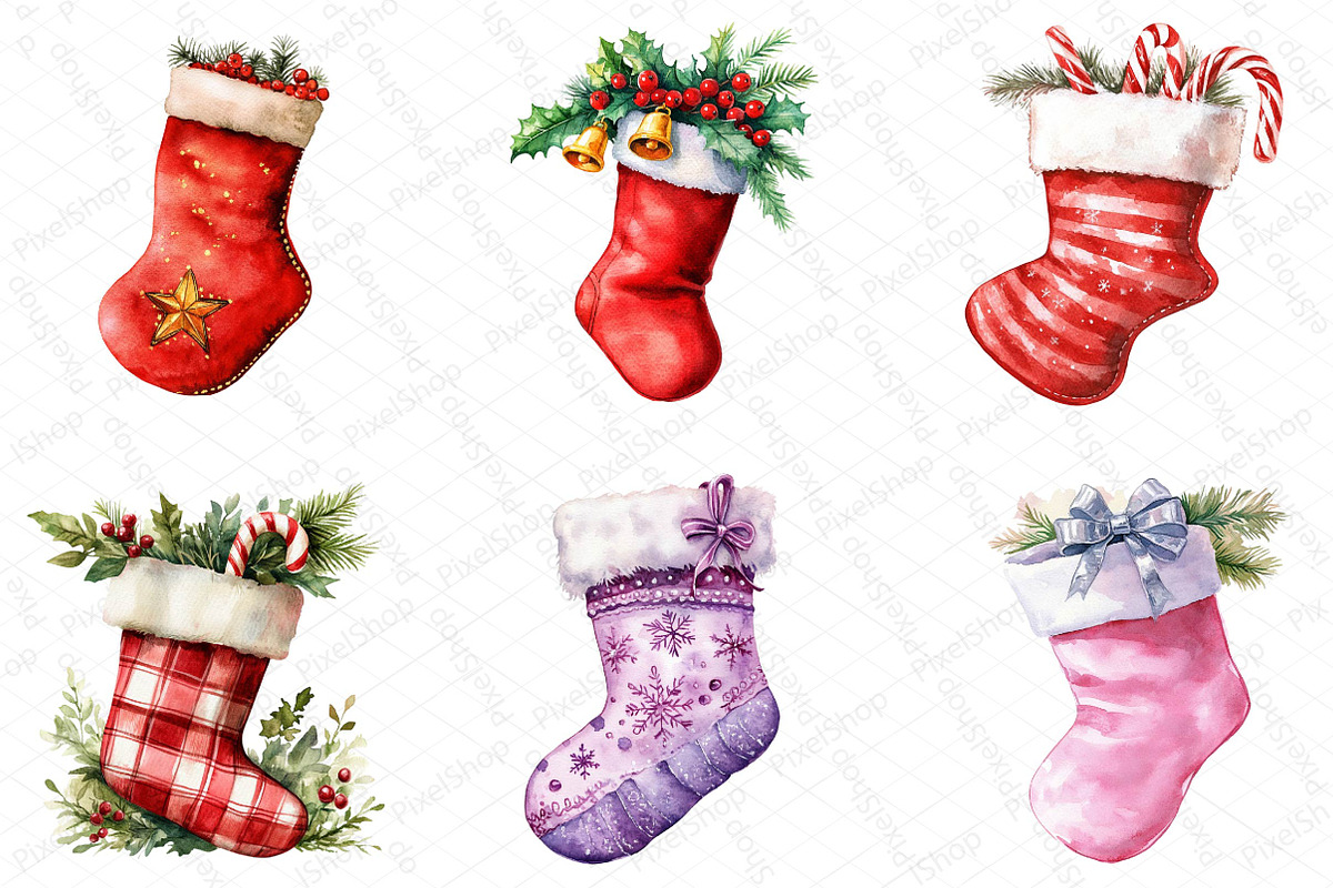 Christmas Stokings Clipart, an Illustration by DreamPrint404 (Photo 4 of 7)