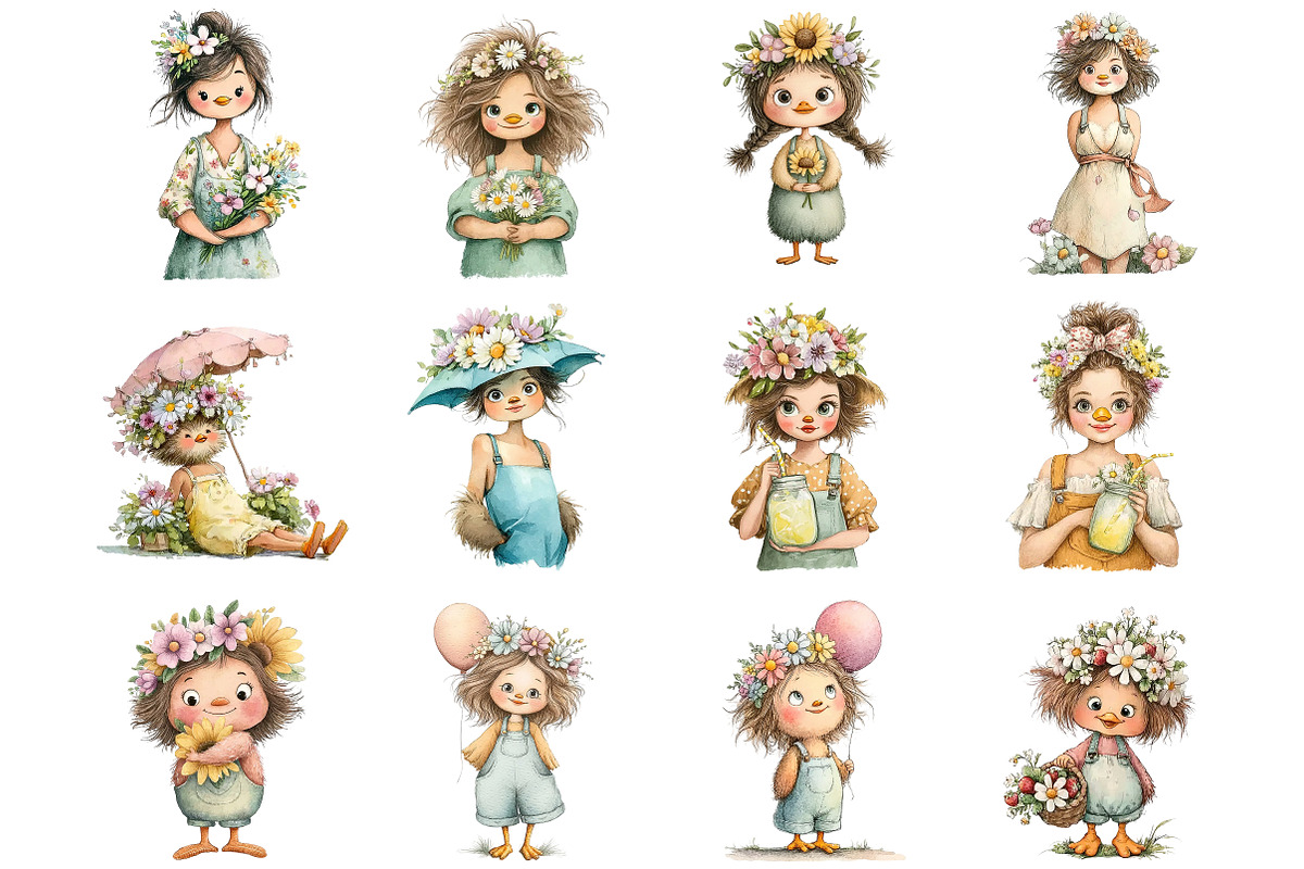Whimsical Summer Girl Clipart, an Illustration by DreamArtGraphic (Photo 4 of 4)